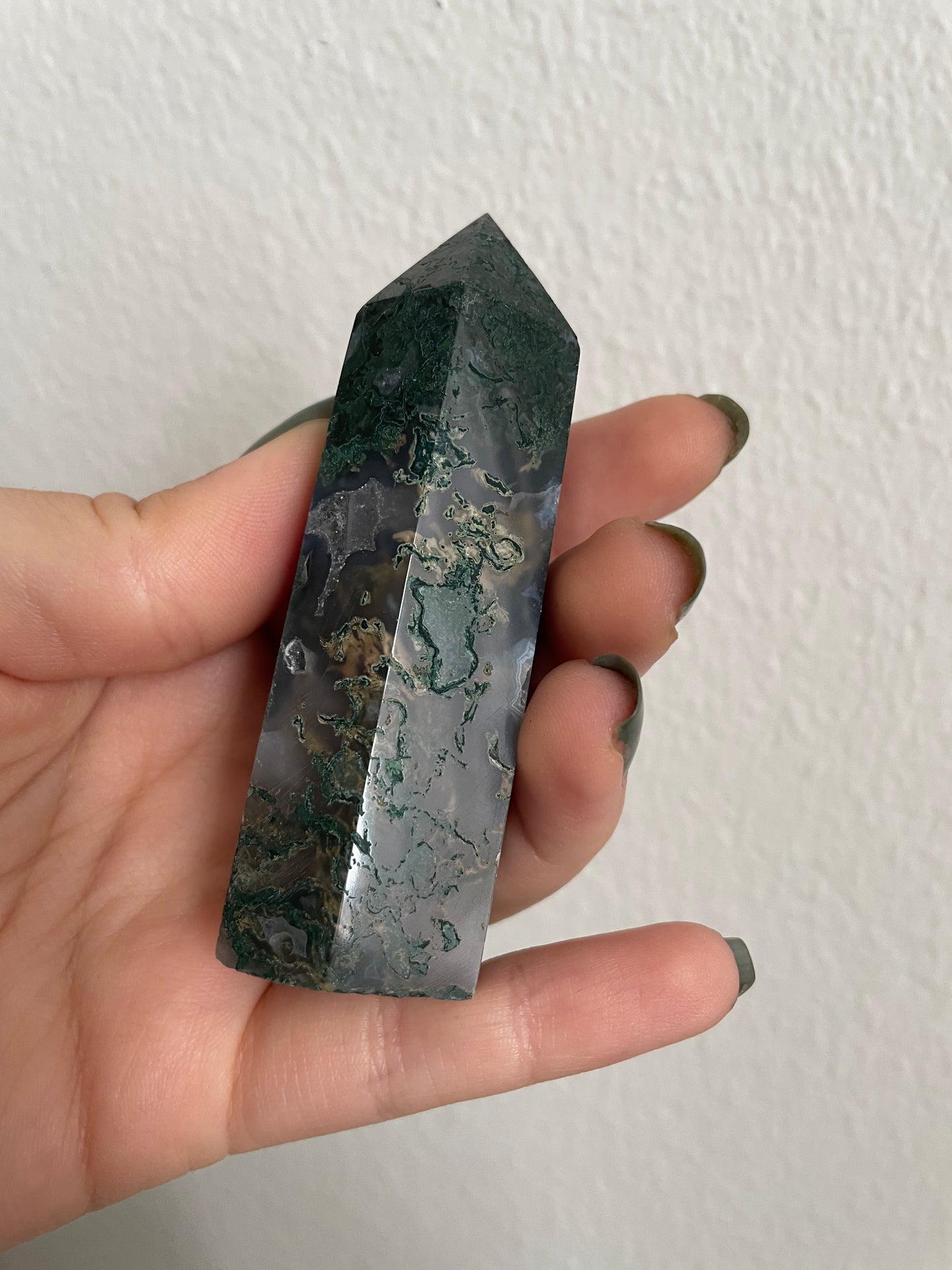 Natural Moss Agate Tower